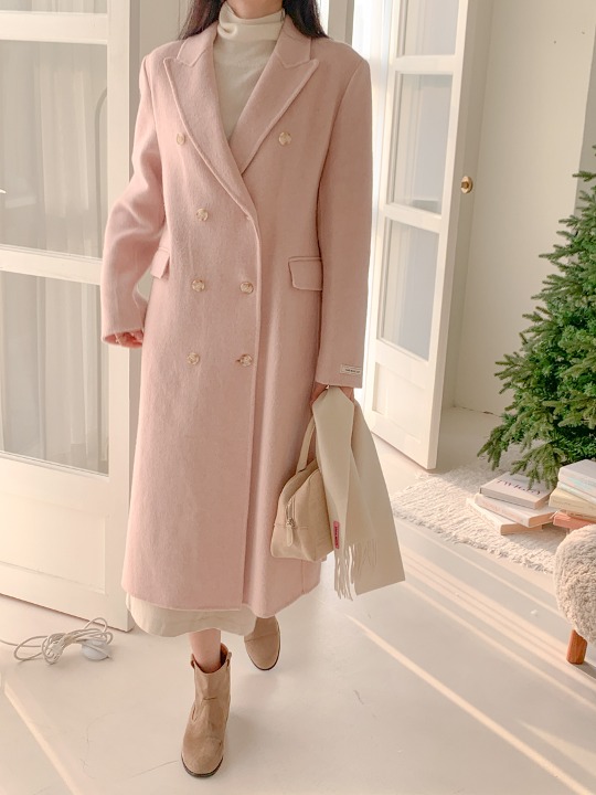 [색감최고💗루즈핏] 밀키 핑크 핸드메이드 코트